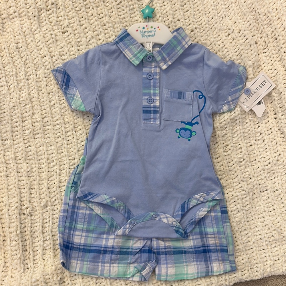 Nursery Rhymes 2 Piece Set with Monkey, Size 3-6M